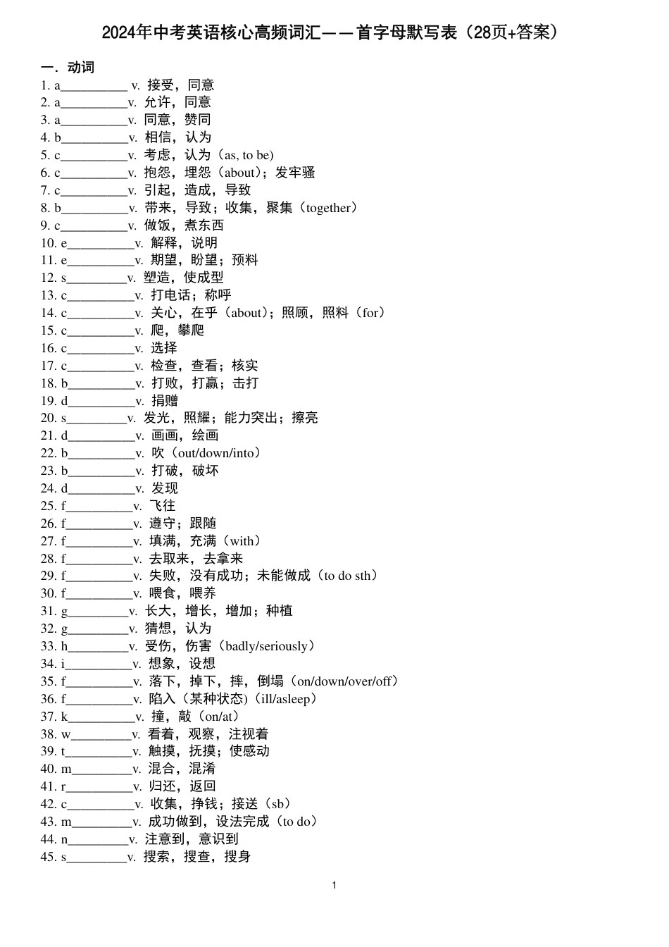 初中英语高频词首字母默写及短语默写表.pdf