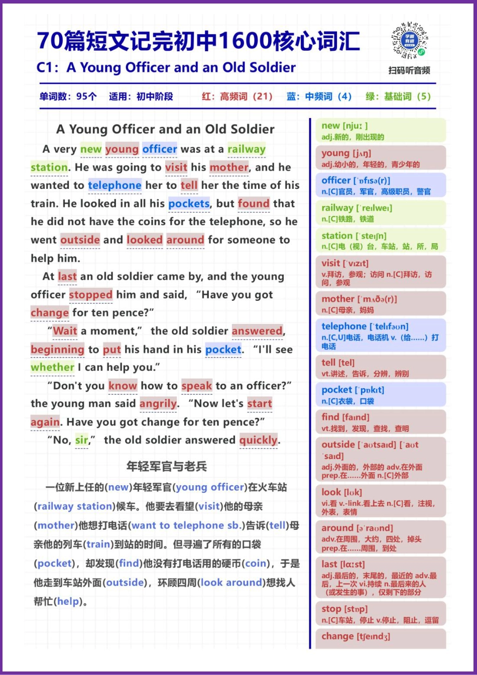 初中英语70篇英语小短文记忆初中英语1600词（彩色批注版）.pdf