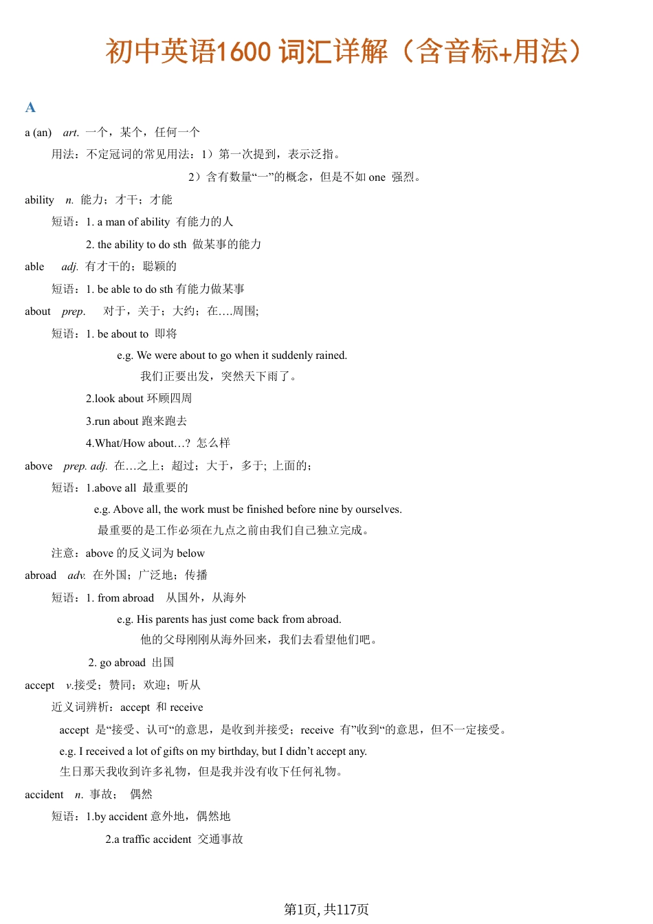 初中英语1600词详解（含音标、用法）.pdf