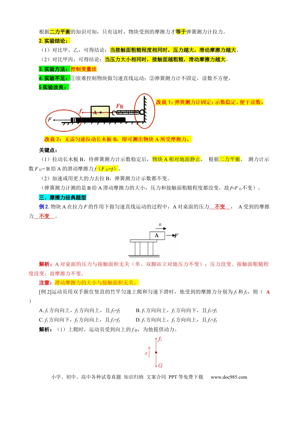 初中物理15.“摩擦力综合”重难点突破及题类归类.docx