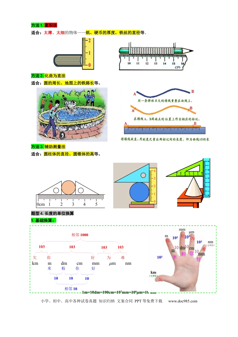 初中物理1.“测量与运动”重难点突破及题型归类.docx