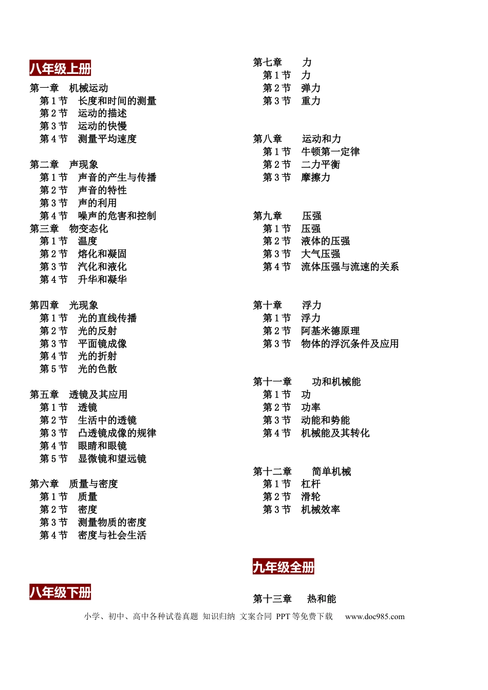 初中物理初中物理七八年级暑假衔接复习+预习讲义人教版.docx