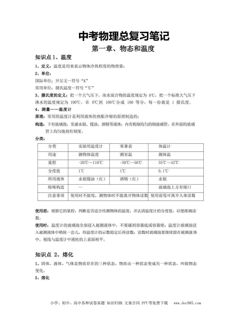 初中物理初中物理总复习笔记.docx