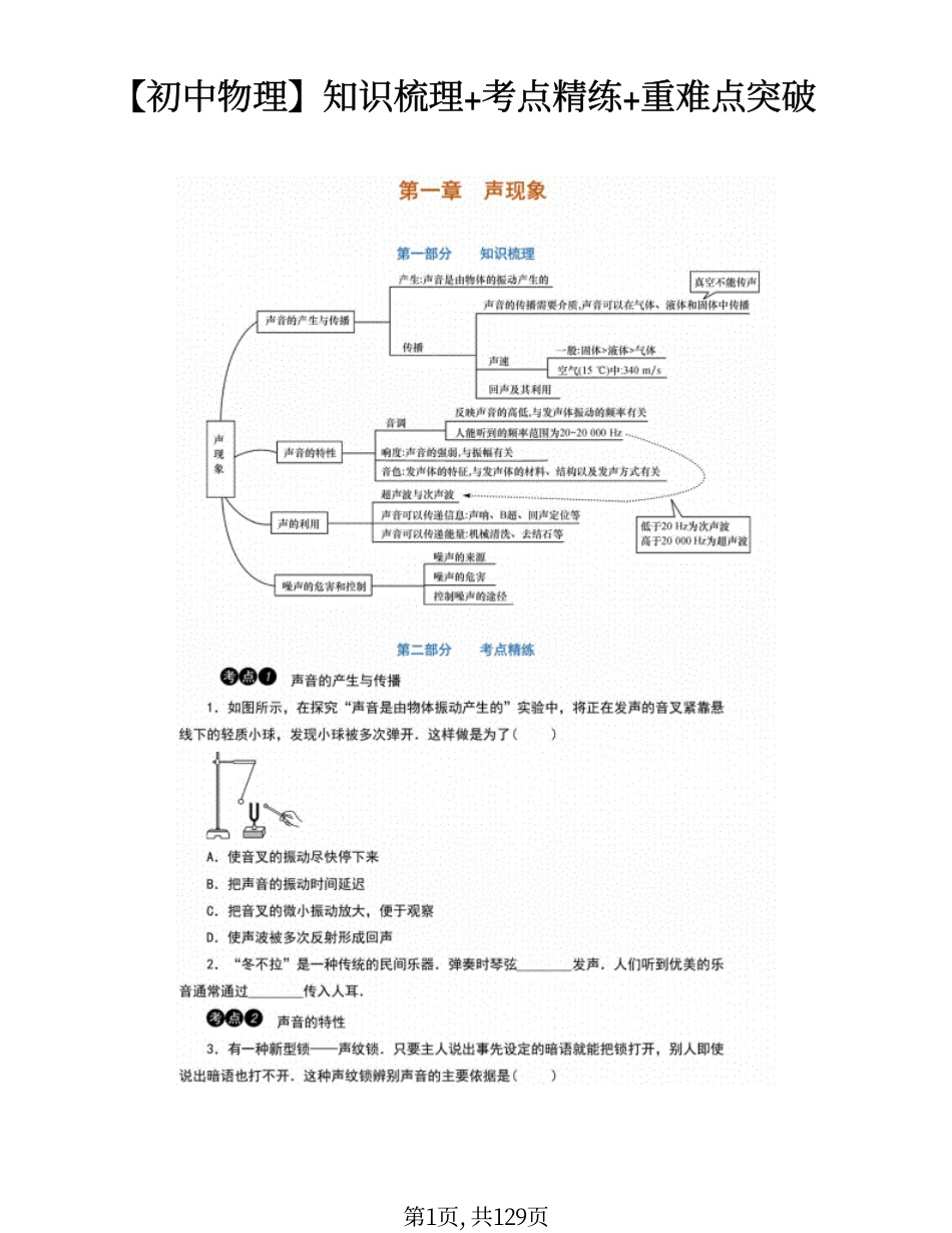 初中物理知识梳理+考点精练+重难点突破.pdf