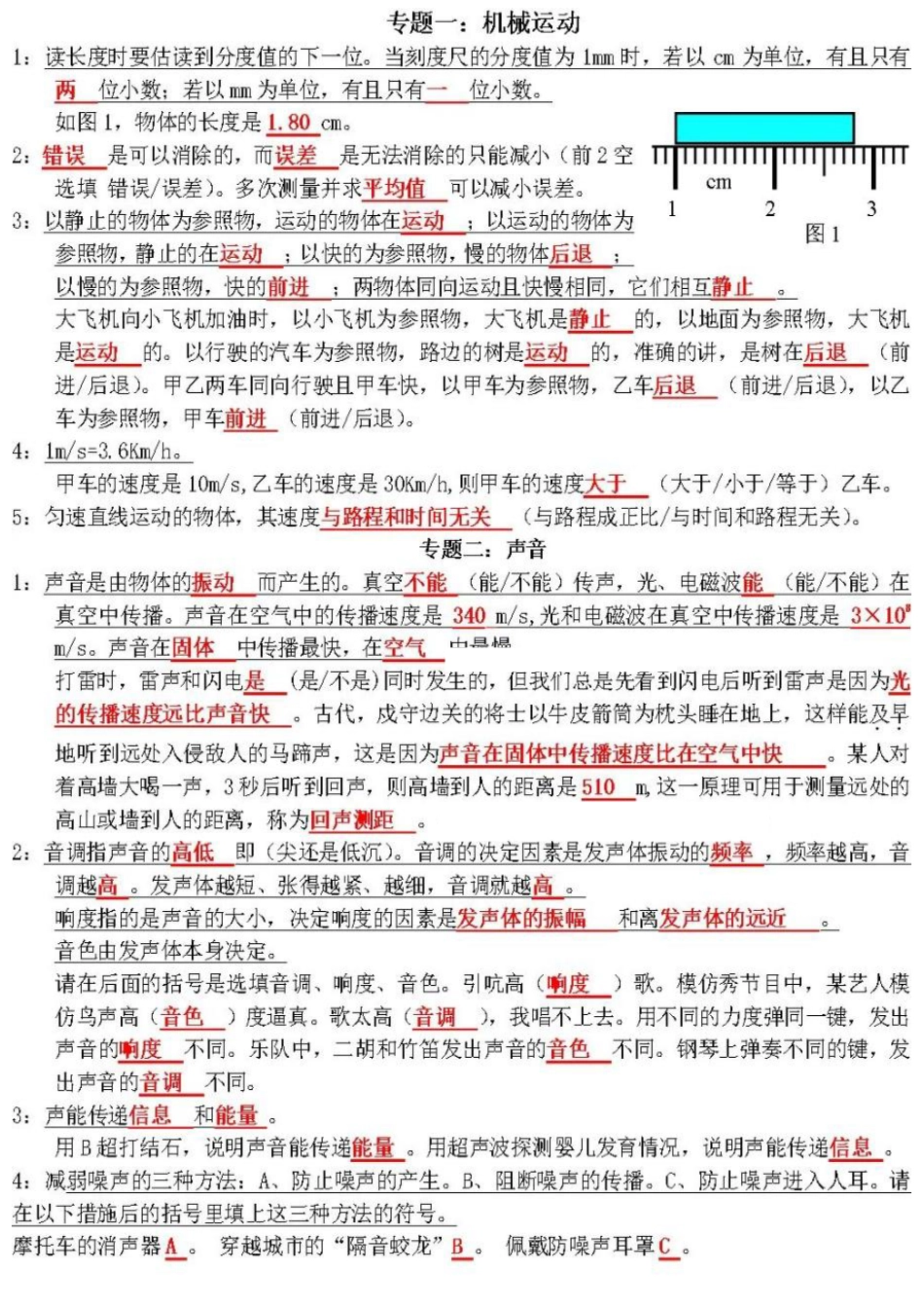 初中物理基础知识填空归纳.pdf