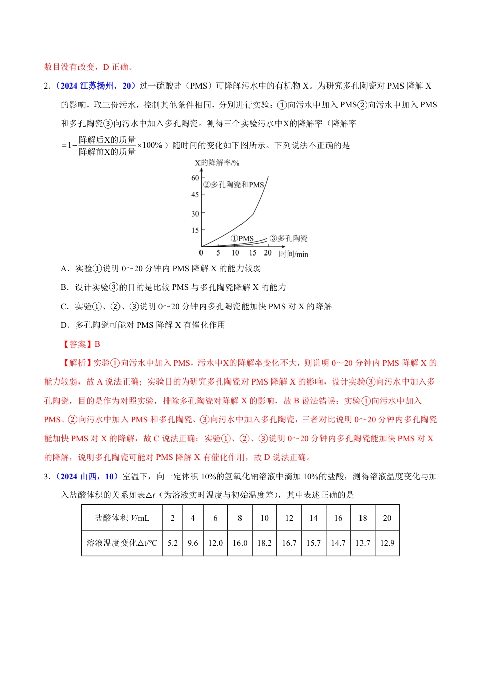 专题20 综合实验和科学探究题（第01期）（教师版） 2024年中考化学真题分类汇编（全国通用）第01期.pdf