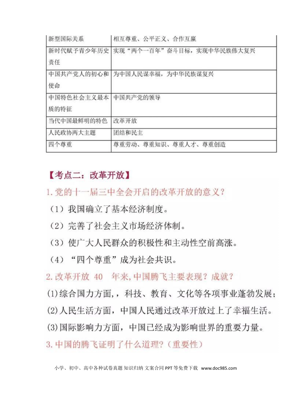 初中道法中考政治核心考点整理.doc