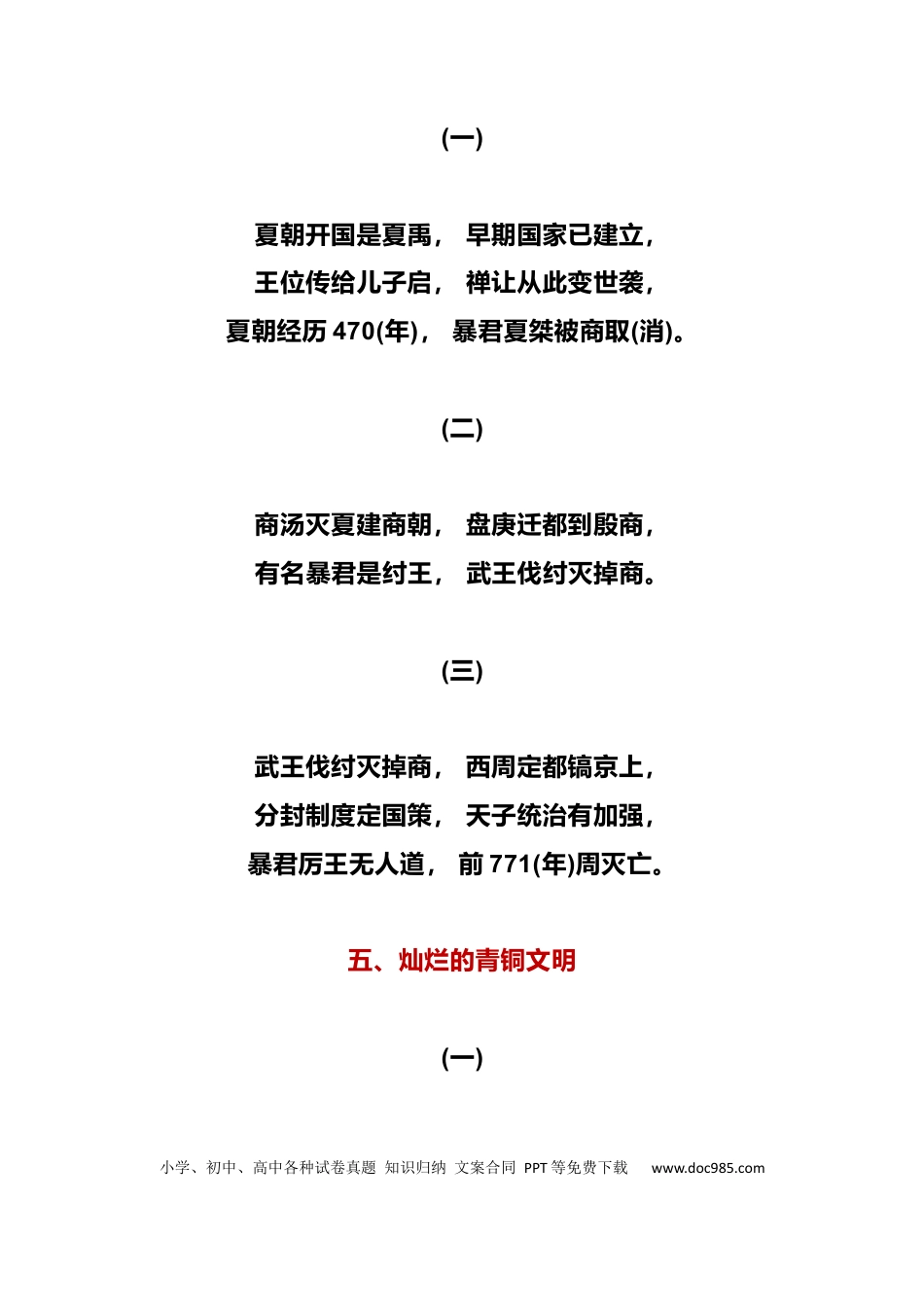 初中历史22句顺口溜.docx
