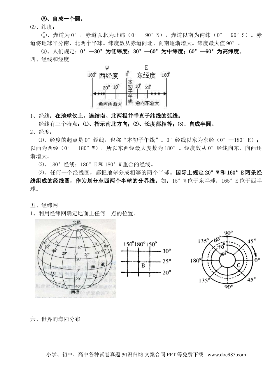 初中地理全册知识概括.doc