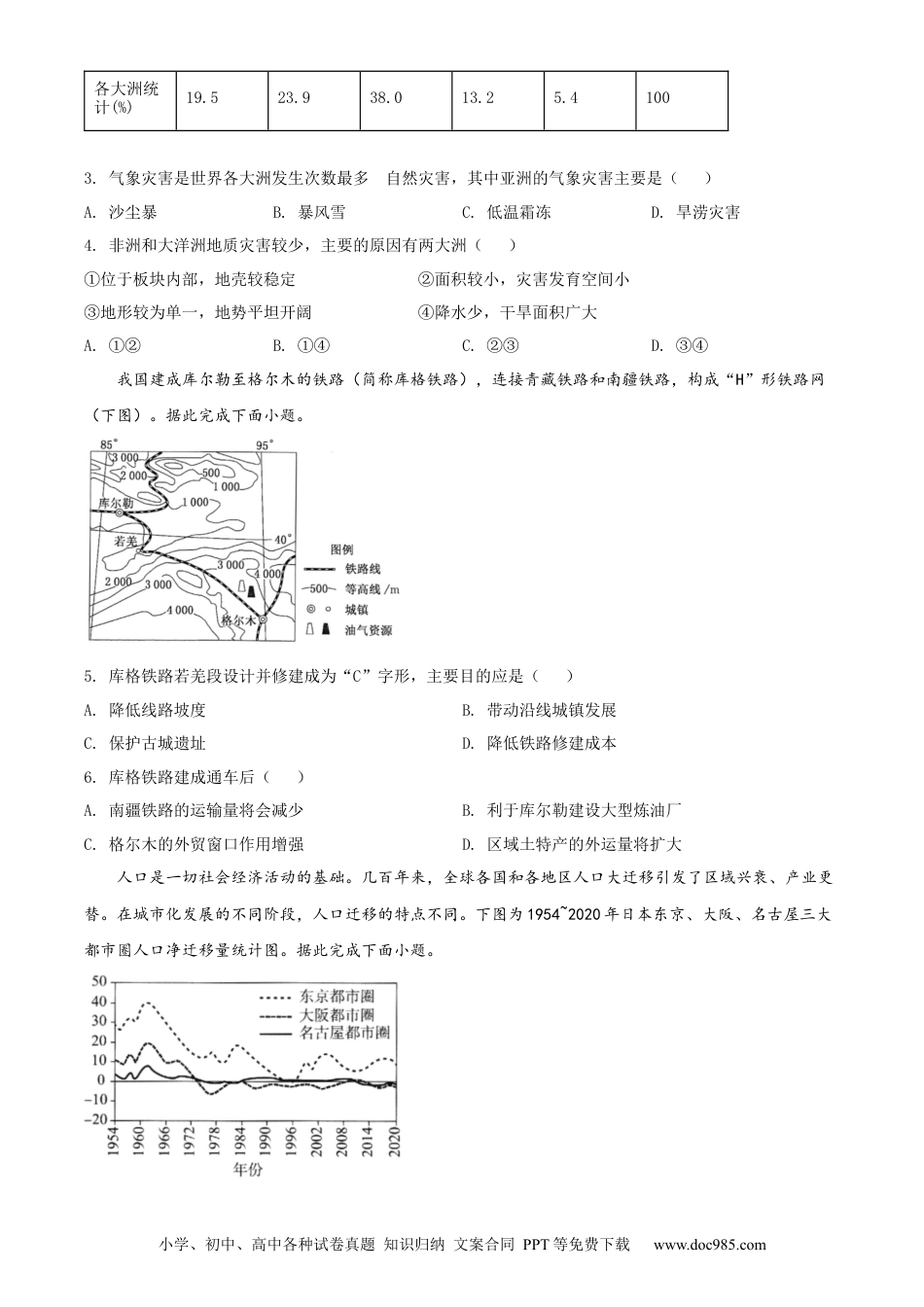 精品解析：2022年内蒙古呼和浩特市中考地理真题（原卷版）.docx