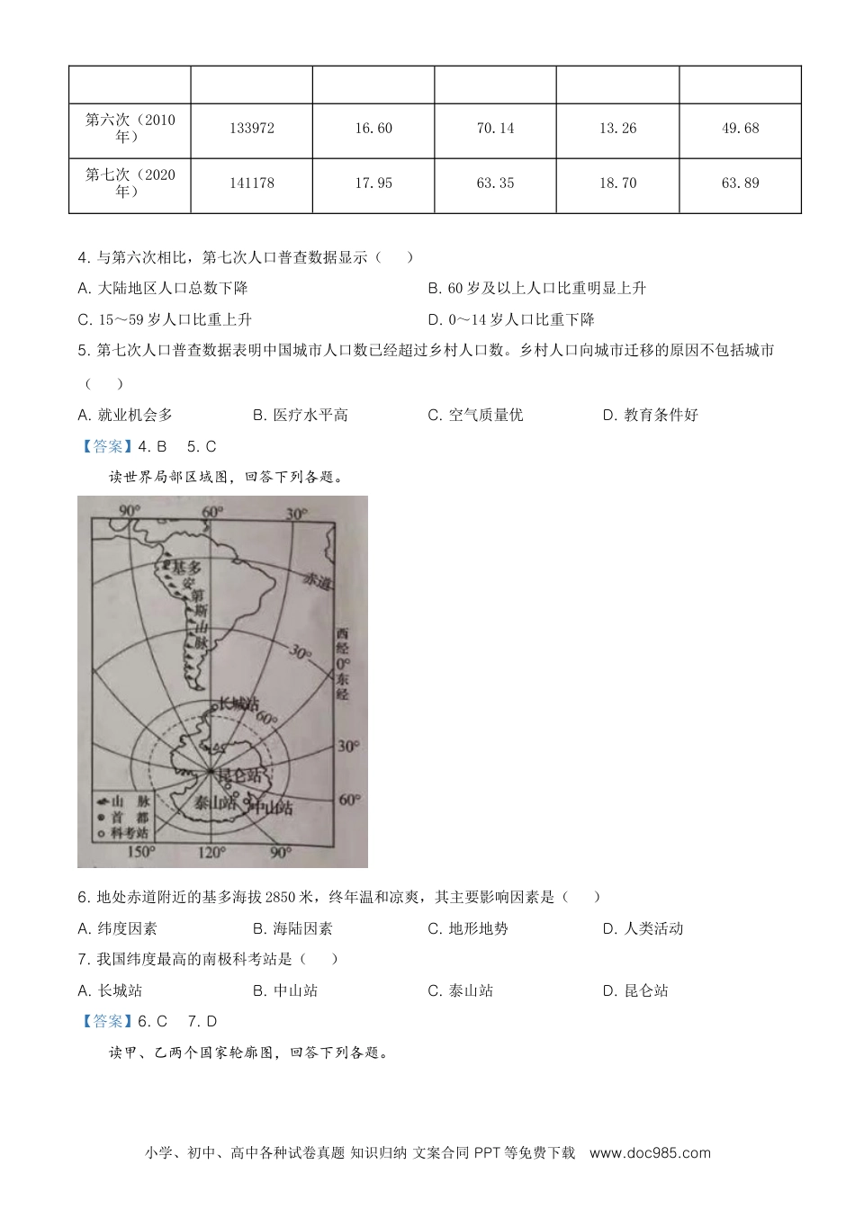 湖南省长沙市2021年中考地理真题及答案.doc
