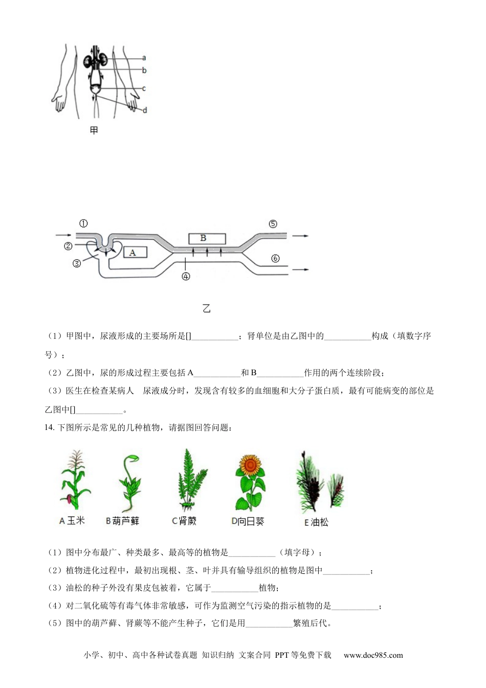 精品解析：2022年辽宁省本溪市中考生物真题（原卷版）.docx