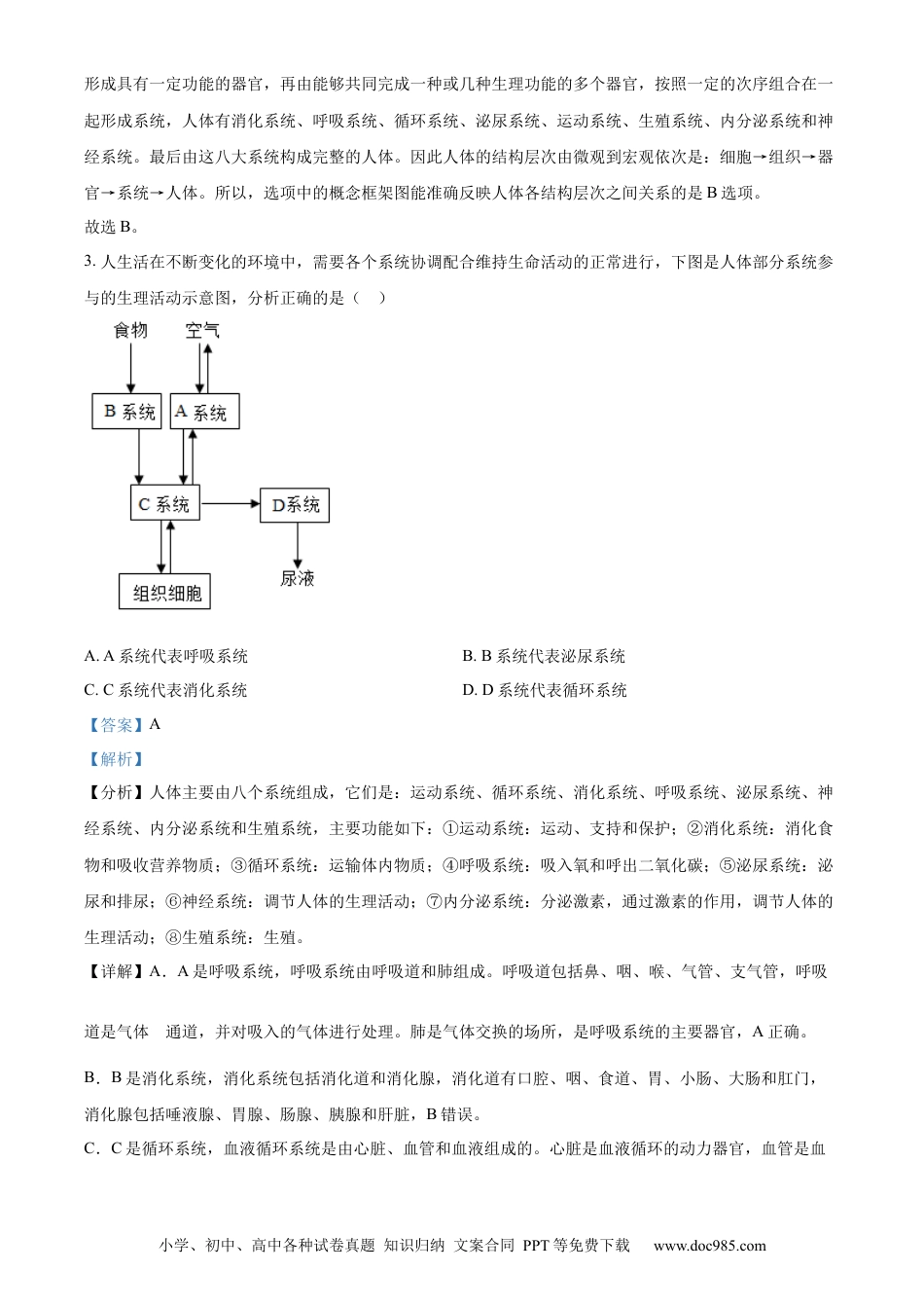 精品解析：2022年湖北省随州市中考生物真题（解析版）.docx