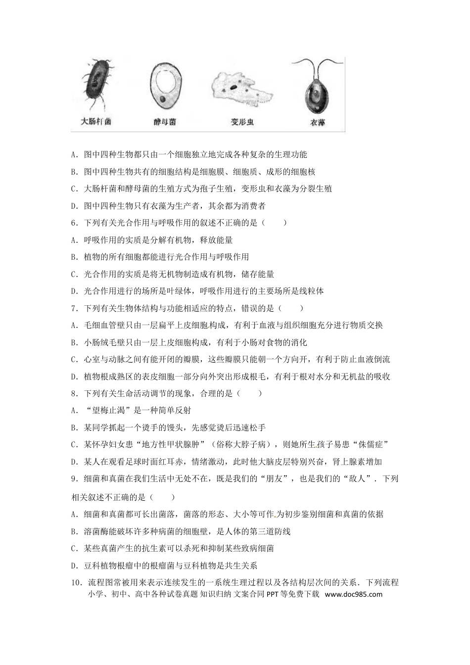 四川省眉山市2017年中考生物真题试题（含解析）.doc