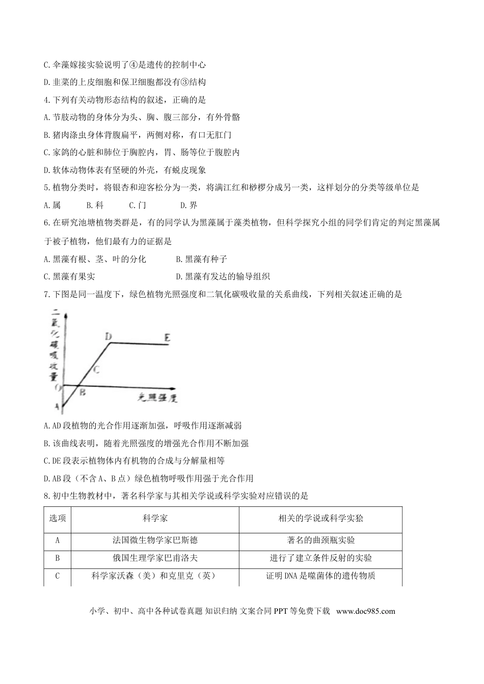 山东省潍坊市2017年中考生物真题试题（含答案）.doc