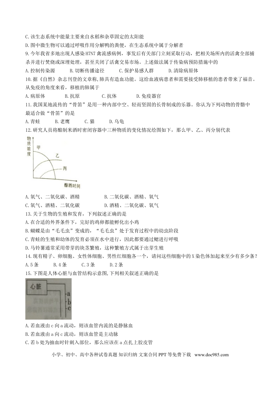 江西省2017年中考生物真题试题（含答案）.doc