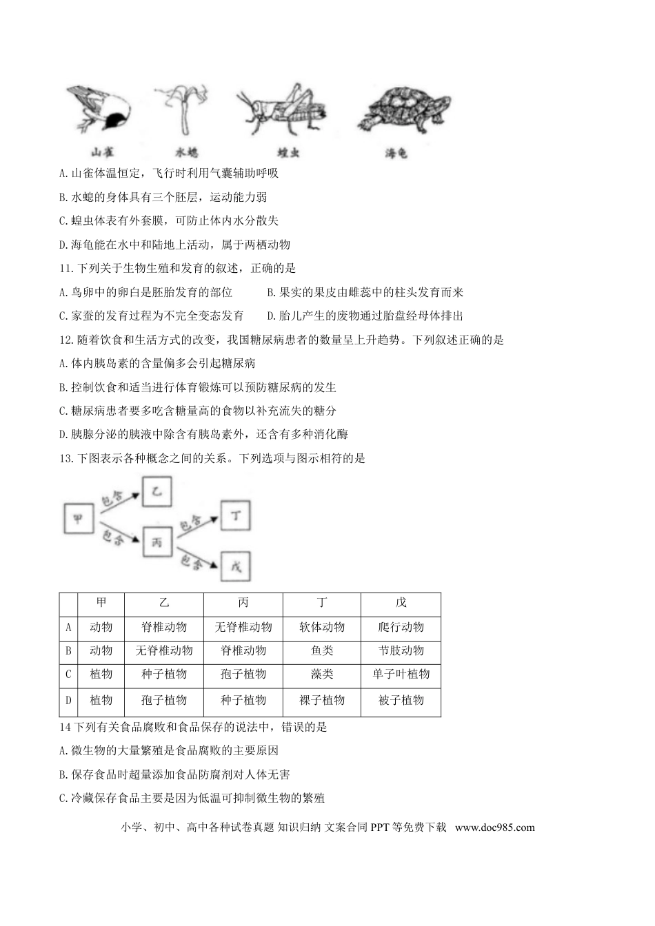 河北省2017年中考生物真题试题（含答案）.doc