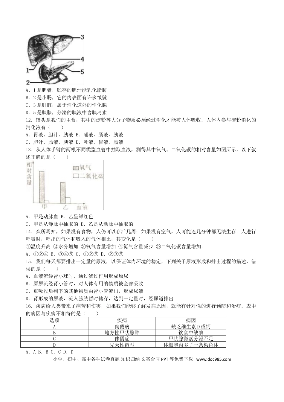 山东省滨州市2016年中考生物真题试题（含解析）.doc
