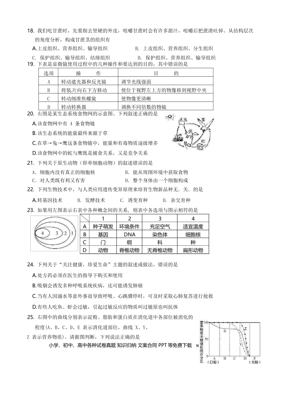 海南省2016年中考生物真题试题（含答案）.doc