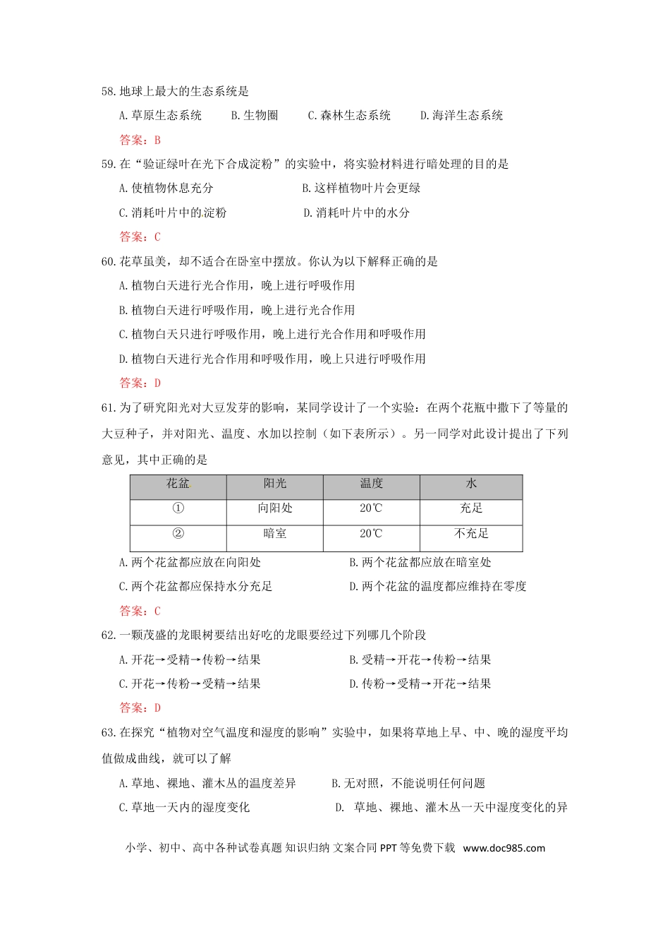 广东省珠海市2015年中考生物真题试题（含答案）.doc