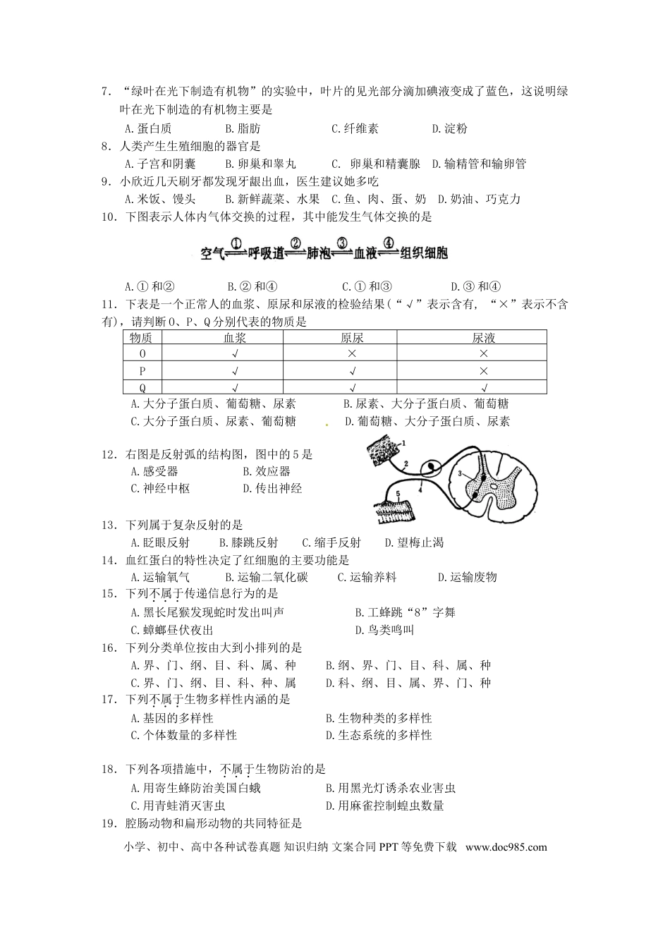 广东省广州市2015年中考生物真题试题（含答案）.doc