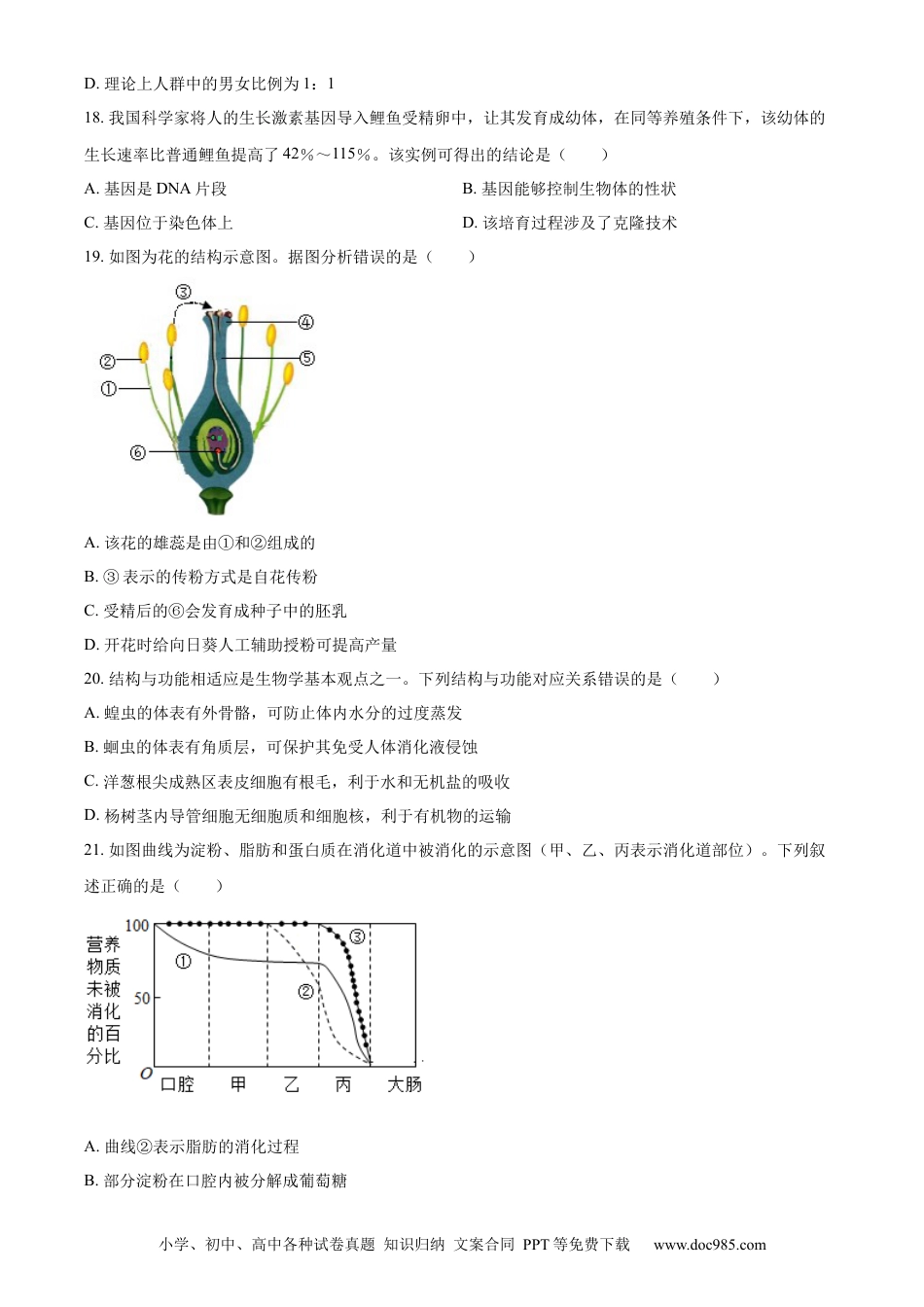 精品解析：2022年山东省日照市中考生物真题（原卷版）.docx