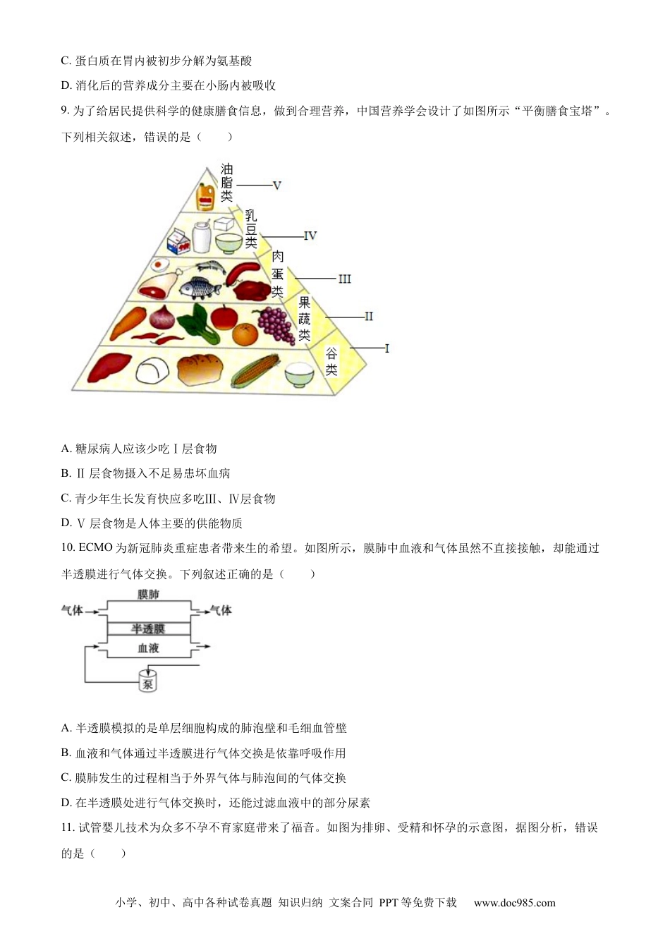 精品解析：2022年山东省东营市中考生物真题（原卷版）.docx