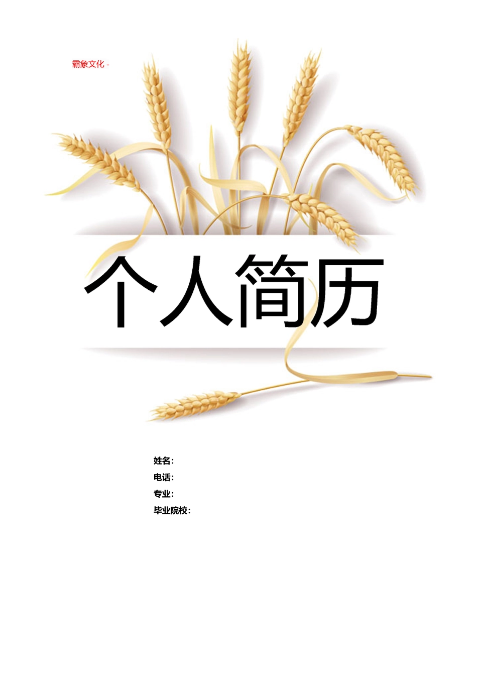 【简历封面】1000套 简历模板封面+表格 (156)  免费下载.doc