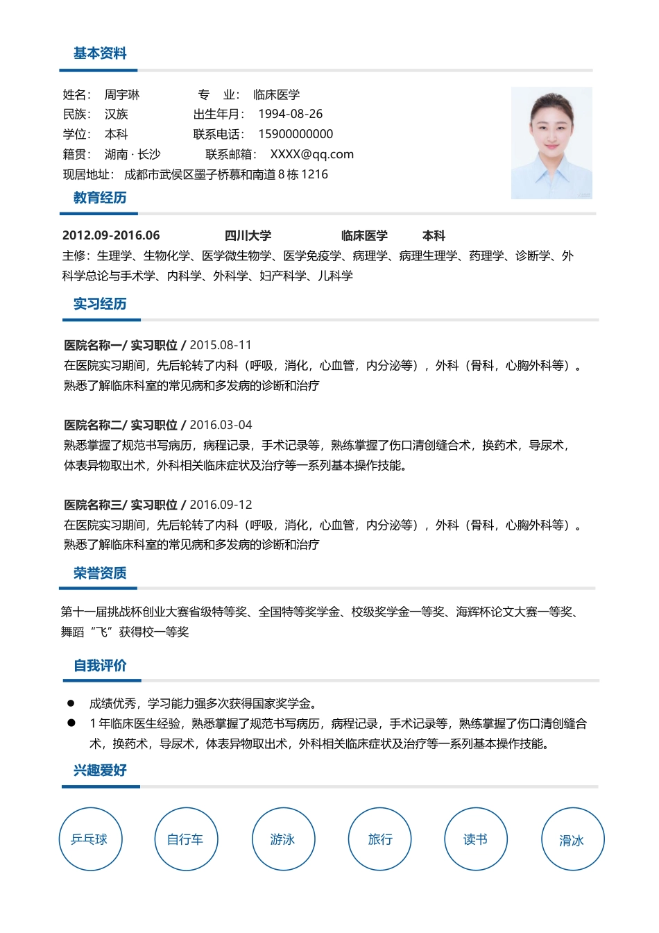 医护简历（四页） 简历模板50  免费下载.docx