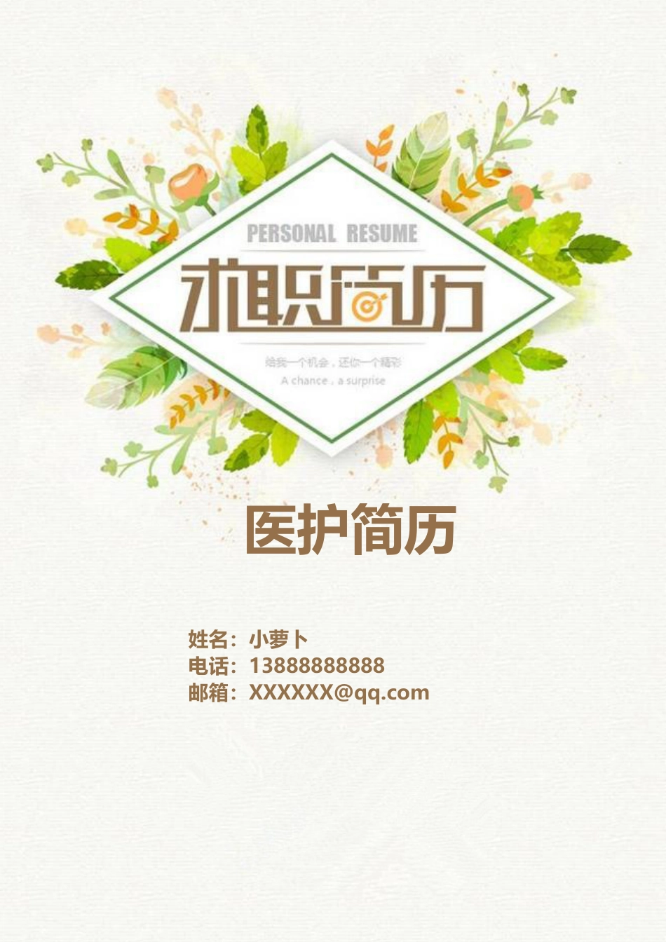 医护简历（四页） 简历模板14  免费下载.docx