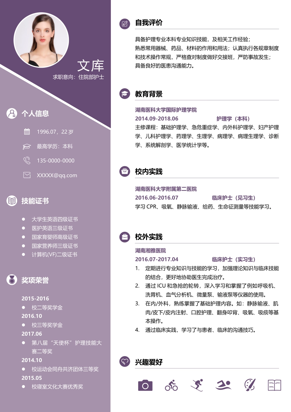 医护简历（单页） 简历模板1 (8)  免费下载.docx