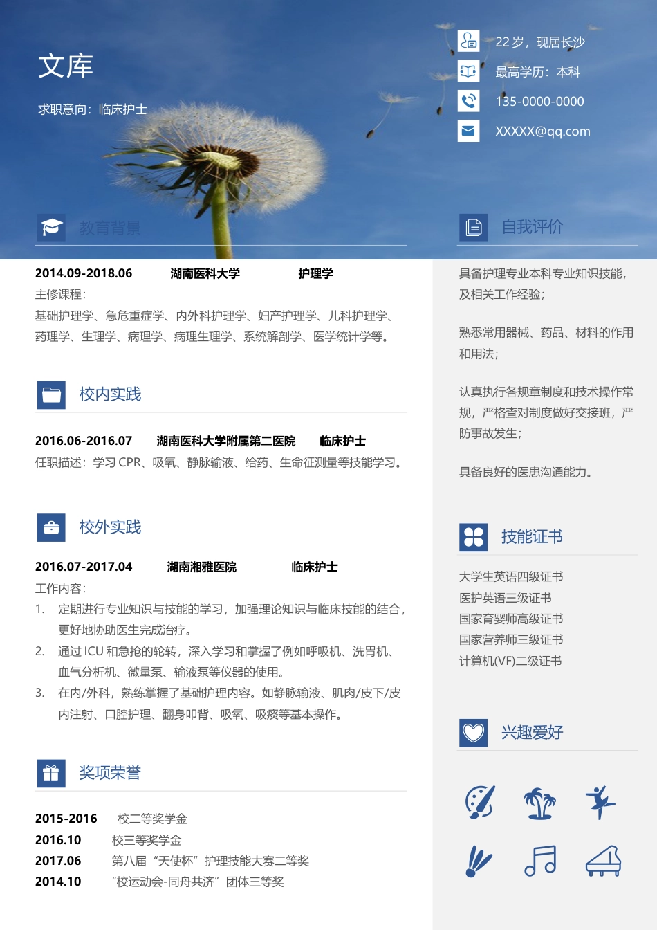 医护简历（单页） 简历模板1 (32)  免费下载.docx