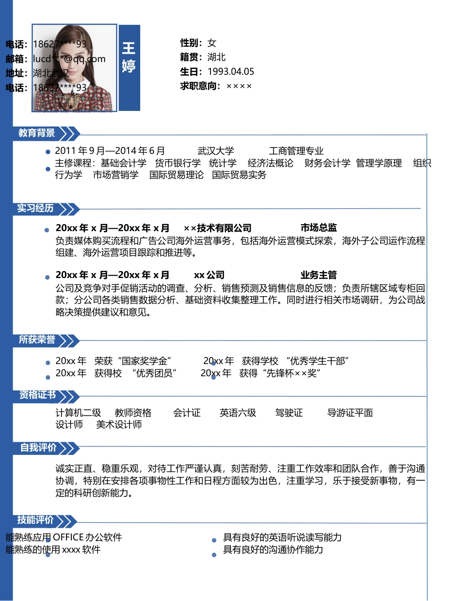 高质量个人简历模板 简历模板简历模板 (15)  免费下载.doc
