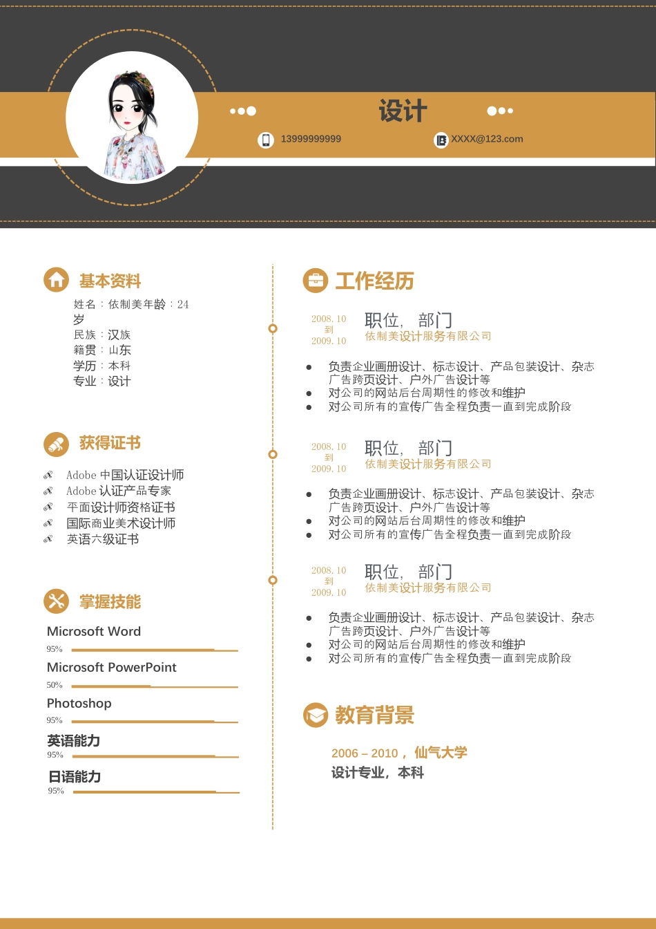 单页简历（单页） 简历模板3 (11)  免费下载.docx