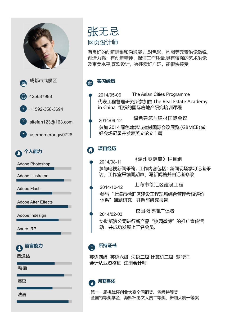 【封面+自荐书+简历】蓝色大气高端商务创意求职简历(1).doc