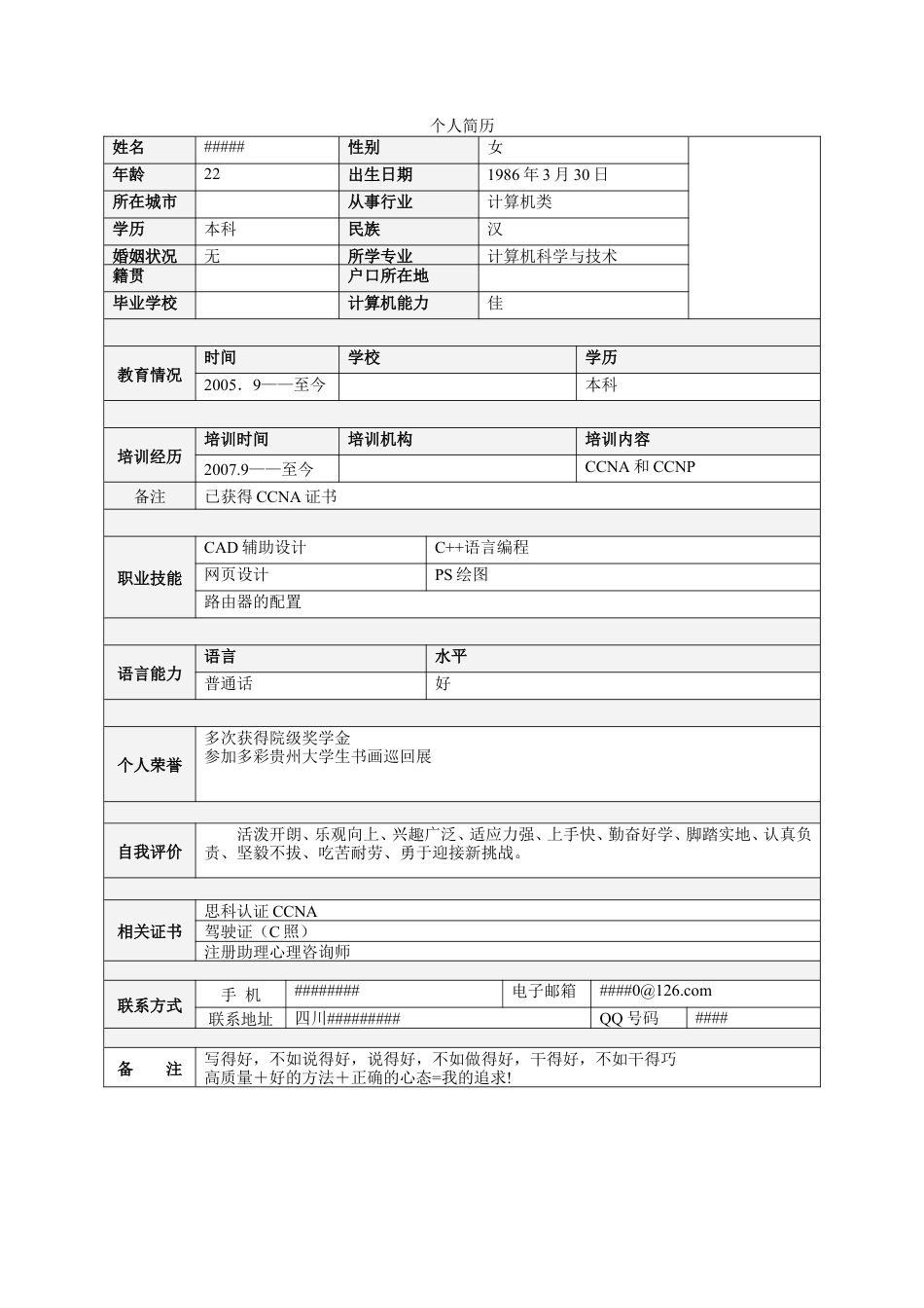 058.简明简历_表格式_适用于应届生_1页式_无内容_无封面.doc