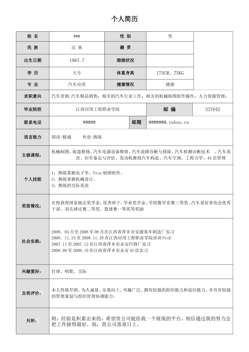 059.简明简历_表格式_适用于应届生_1页式_无内容_无封面.doc