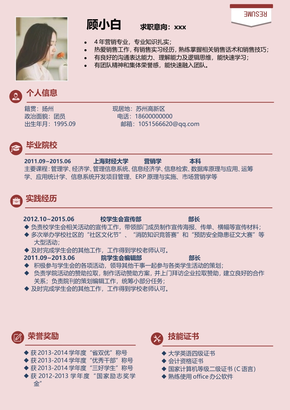 简历-最新求职简历热门简历个人简历38.doc