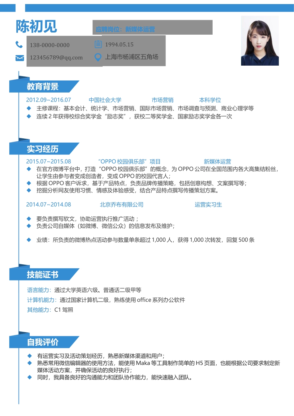 简历-个性简历 简历热门简历求职简历261.doc