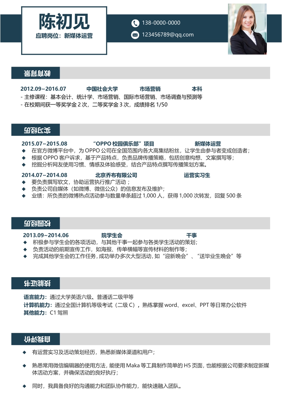 简历-2016最新简历求职简历应届生简历268.doc