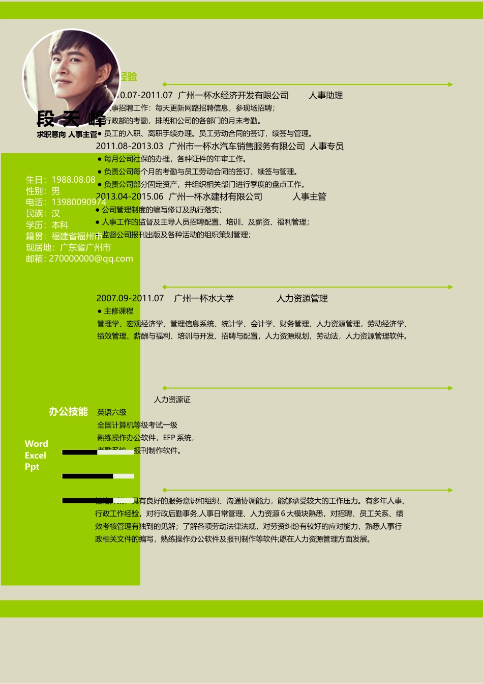 个性微创意简洁简历模板YBS290.doc