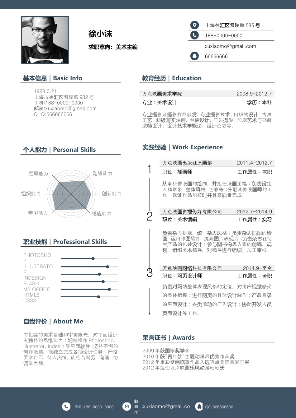 【封面+自荐信+简历】创意几何点线精致简历.doc