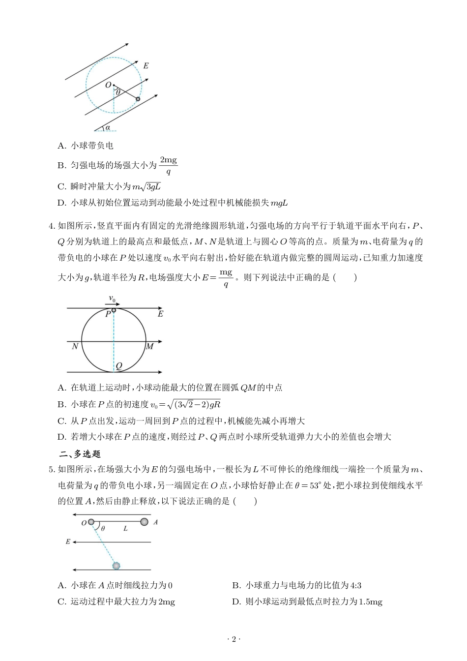 2027届高考物理专题训练：等效重力场巧解复合场问题+解析.pdf