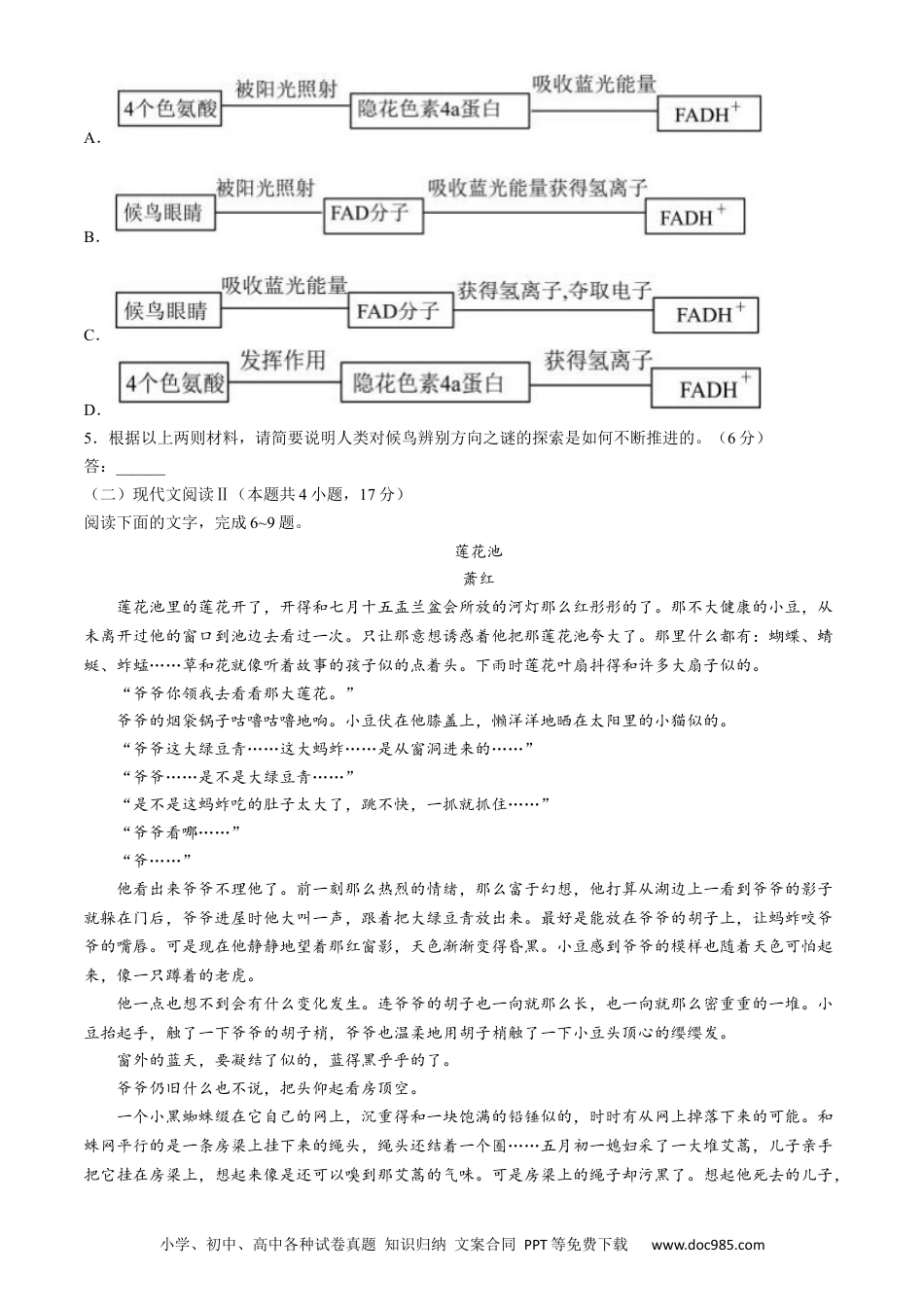 安徽省六安第一中学2023-2024学年高一下学期期中考试语文试题高一语文 模拟题.docx