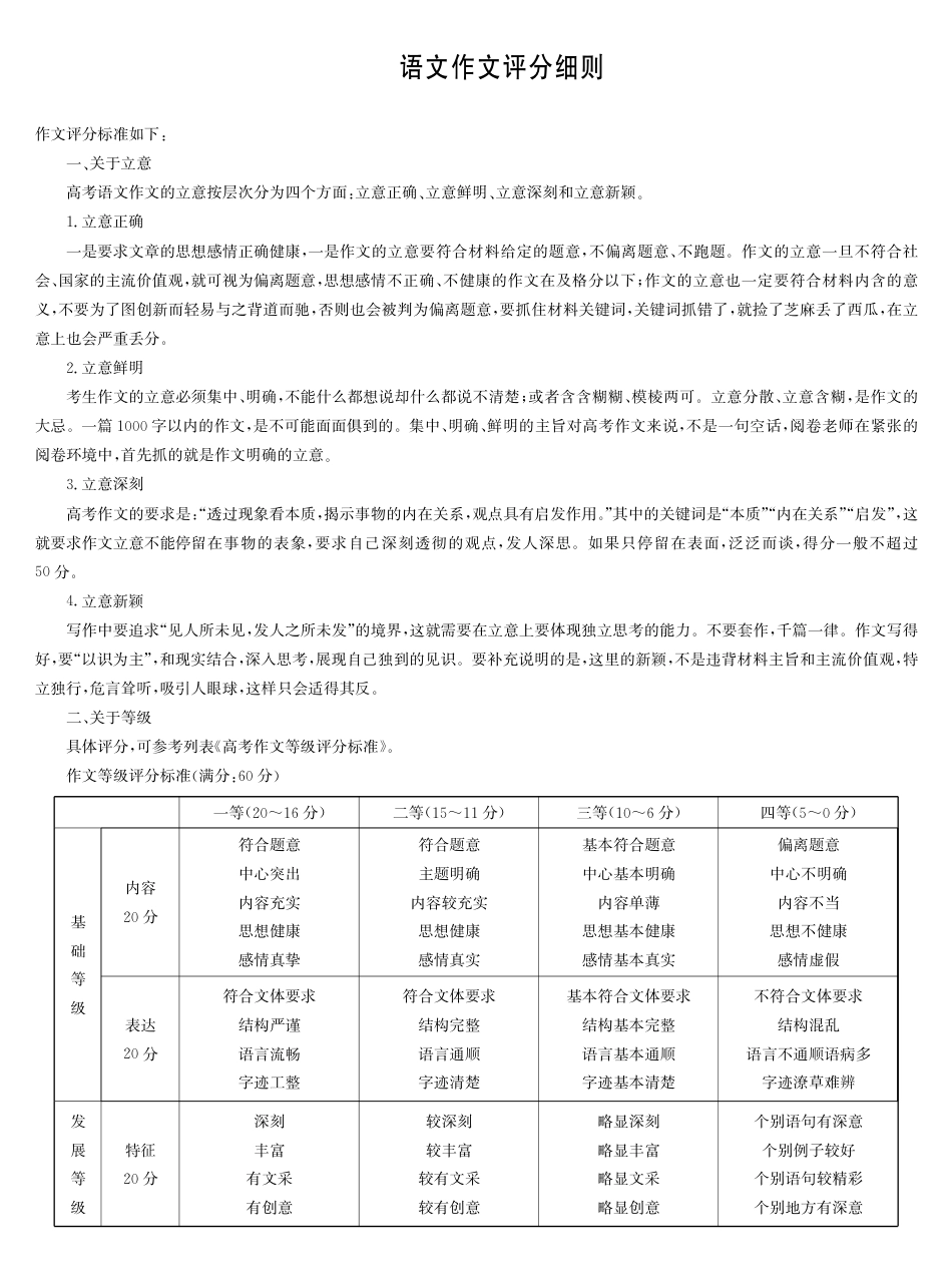 河北省沧州市四县联考2024-2025学年高一上学期11月月考语文评分细则高一语文 模拟题.pdf