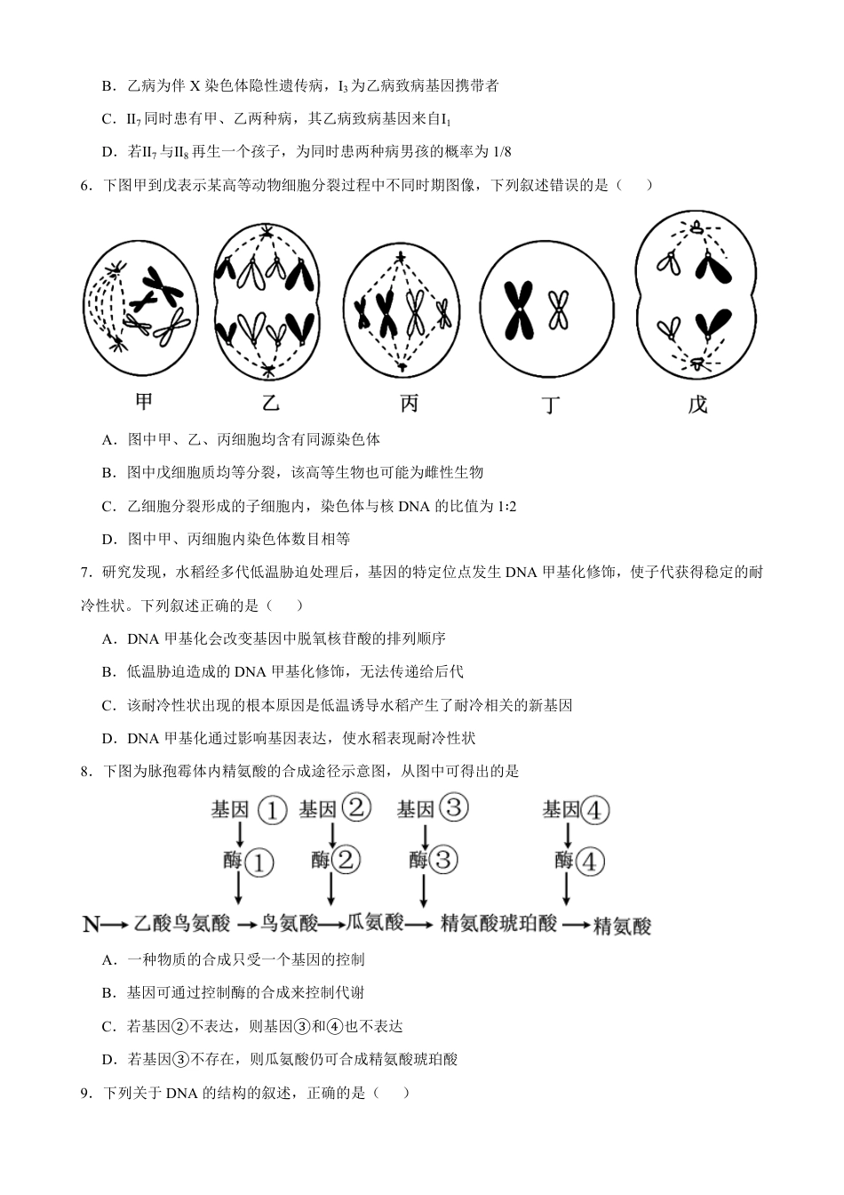 黑龙江省齐齐哈尔市实验2026-2027学年高二上学期8月期初评估生物试题（含答案）.pdf