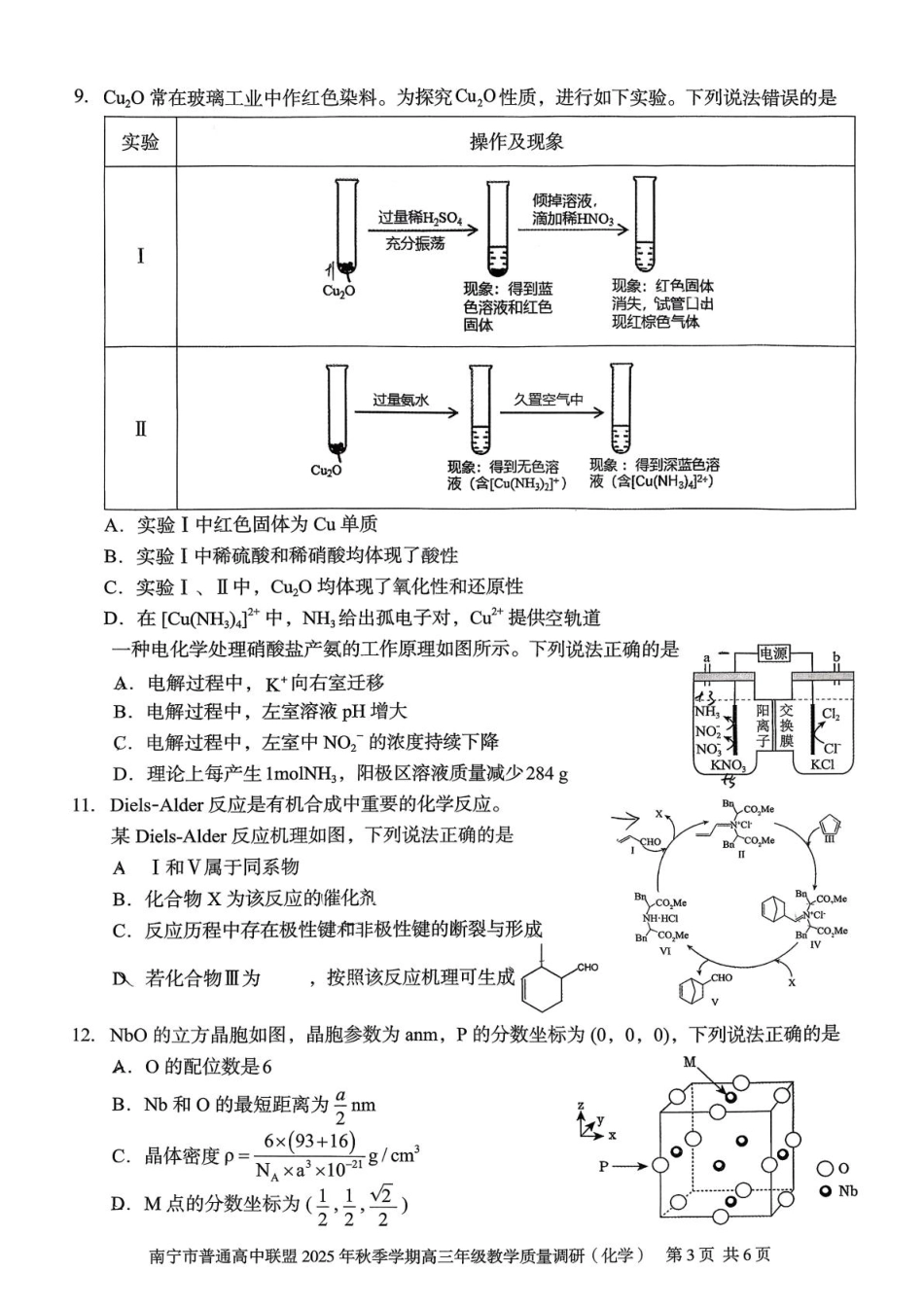 2026届南宁高中联盟高三上学期11月调研化学试卷.pdf
