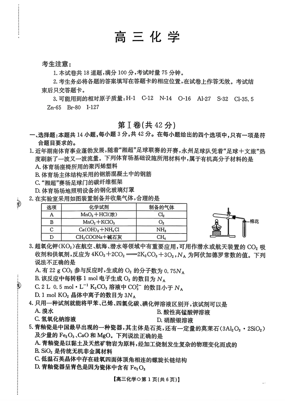 湖南省2026届高三上学期1月联考（26-209C）化学试卷和答案.pdf