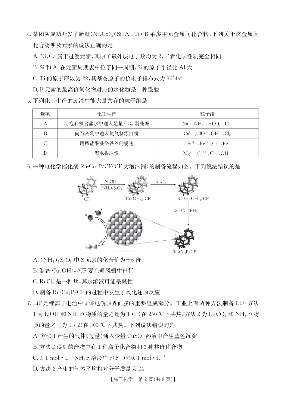 江西吉安市吉水中学等校2026届下学期高三年级4月测试 化学试题.pdf