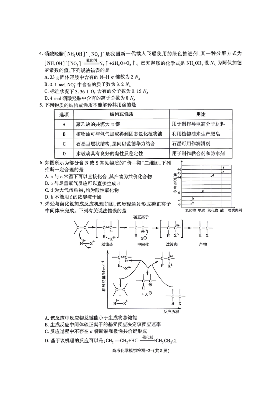 陕西咸阳2027届高三化学下学期高考模拟检测试卷和答案.pdf